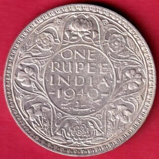 BRITISH INDIA 1940 BOMBAY MINT GEORGE VI ONE RUPEE BEAUTIFUL SILVER COIN –FD164