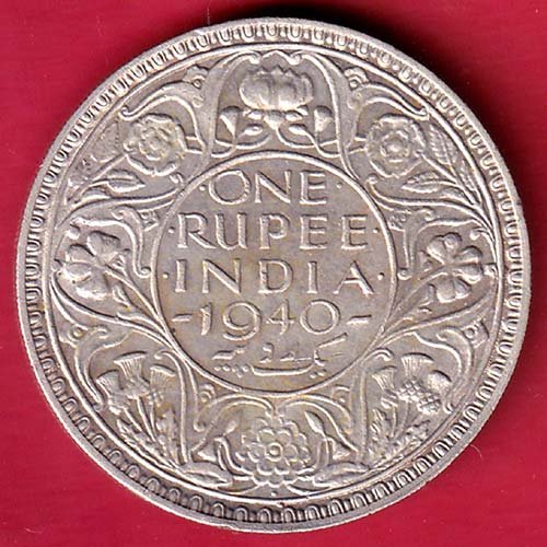 BRITISH INDIA 1940 BOMBAY MINT GEORGE VI ONE RUPEE BEAUTIFUL SILVER COIN–FD169