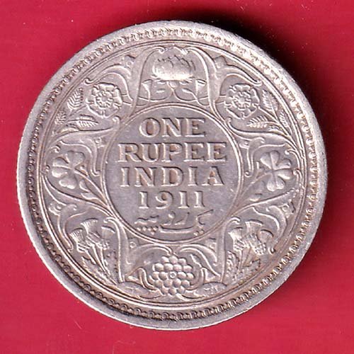 British India 1911 George v one Rupee silver coin – FD176