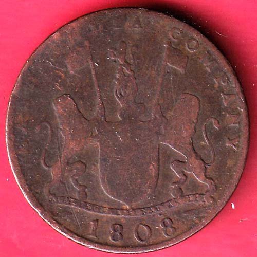 Madras Presidency 1808 TEN Cash COPPER COIN – FD181