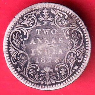 British india 1878 victoria empress two annas silver coin – FD182