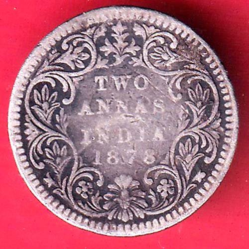 British india 1878 victoria empress two annas silver coin – FD182