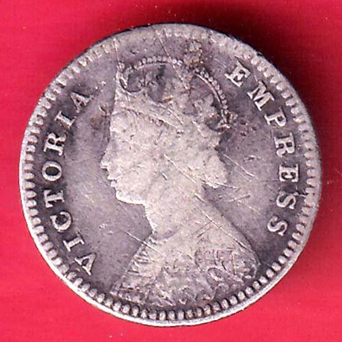 British india 1878 victoria empress two annas silver coin – FD182 - Image 2