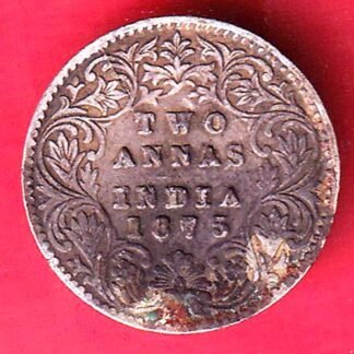 British India 1875 victoria Queen Two Annas Silver coin  – FD184