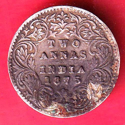 British India 1875 victoria Queen Two Annas Silver coin – FD184
