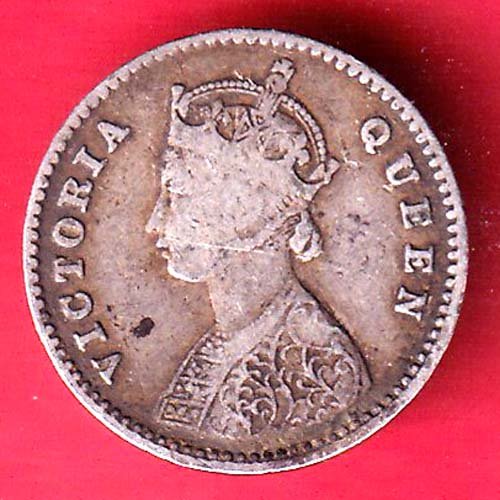 British India 1875 victoria Queen Two Annas Silver coin – FD184 - Image 2