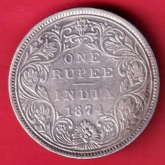 british india 1874 victoria queen one rupee silver coin – FD189