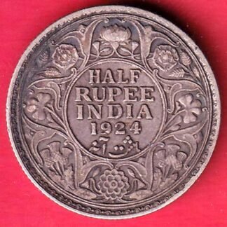 british india 1924 bombay mint george v half rupee silver coin– FD213