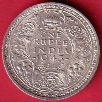 "UNC" British India 1943 BOMBAY MINT George Vi ONE  Rupee Rare Silver coin- FD38
