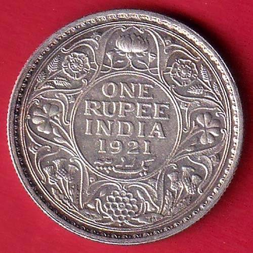 british india 1921 george v bombay mint one rupee silver coin – FD53