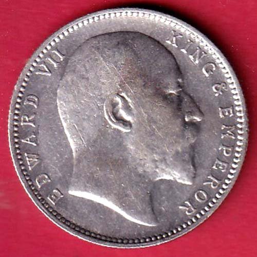 "UNC' British India 1905 Edward Vii King & Emperor One Rupee silver coin – FD56 - Image 2
