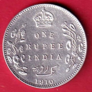"UNC'  British India Edward VII 1910 One Rupee Silver Coin– FD57