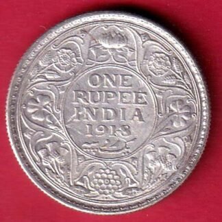 "UNC' British India 1918 George V King bombay mint One Rupee silver coin – FD58