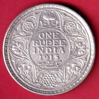"UNC' British India 1915 George V King bombay mint One Rupee silver coin – FD60