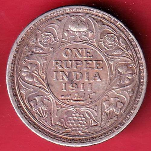 British India 1911 George v bombay mint one Rupee silver coin – FD68