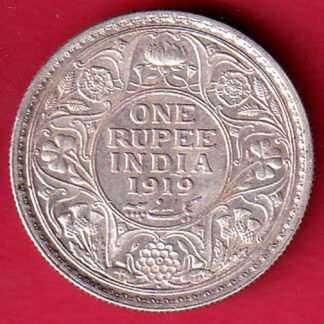 BRITISH INDIA 1919 GEORGE V KING BOMBAY MINT ONE RUPEE SILVER COIN– FD71